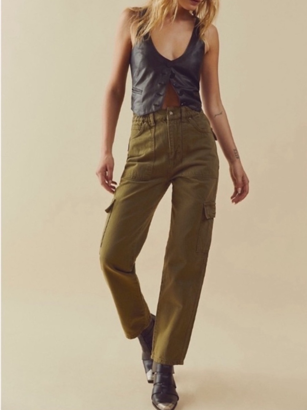 Free People Ezra Cargo Jean in Oregano